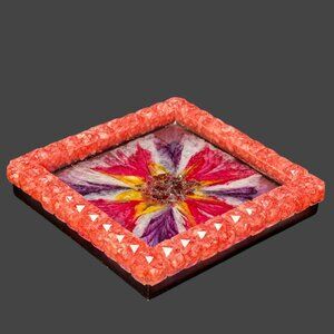 Rose Quartz Flower Bloom Crystal Gem Edge Trinket Dish | Ring Dish